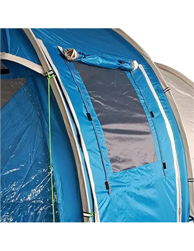 Outsunny 3-4 Man Tunnel Tent, Two Room Camping Tent with Windows, Portable Carry Bag, for Fishing, Hiking, Sports, Festival - Bl