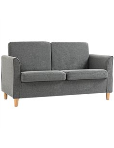 HOMCOM Compact Loveseat Sofa, Modern 2 Seater Sofa for Living Room with Wood Legs and Armrests, Grey