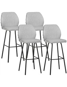 HOMCOM Bar Stools Set of 4, Linen-Touch Upholstered Bar Chairs, Kitchen Stools with Backs and Steel Legs for Dining Room, Light 