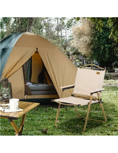 Outsunny Camping Chair for Adults, Lightweight Folding Chair, Portable Chair for Camping, Fishing, Beach and Outdoor Travel, Kha