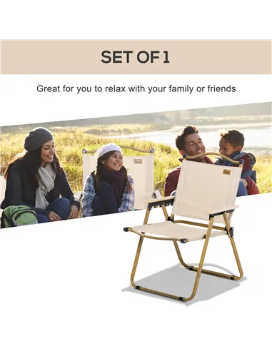 Outsunny Camping Chair for Adults, Lightweight Folding Chair, Portable Chair for Camping, Fishing, Beach and Outdoor Travel, Kha