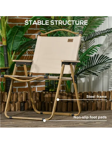 Outsunny Camping Chair for Adults, Lightweight Folding Chair, Portable Chair for Camping, Fishing, Beach and Outdoor Travel, Kha