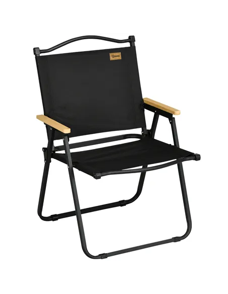 Outsunny Camping Chair for Adults, Lightweight Folding Chair, Portable Chair for Camping, Fishing, Beach and Outdoor Travel, Bla