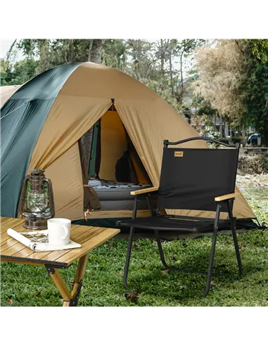 Outsunny Camping Chair for Adults, Lightweight Folding Chair, Portable Chair for Camping, Fishing, Beach and Outdoor Travel, Bla