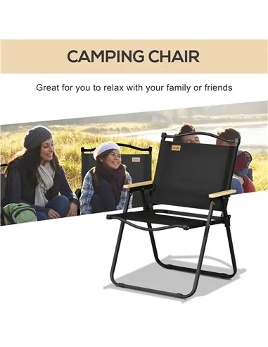 Outsunny Camping Chair for Adults, Lightweight Folding Chair, Portable Chair for Camping, Fishing, Beach and Outdoor Travel, Bla