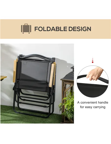 Outsunny Camping Chair for Adults, Lightweight Folding Chair, Portable Chair for Camping, Fishing, Beach and Outdoor Travel, Bla