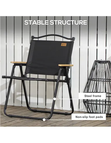 Outsunny Camping Chair for Adults, Lightweight Folding Chair, Portable Chair for Camping, Fishing, Beach and Outdoor Travel, Bla