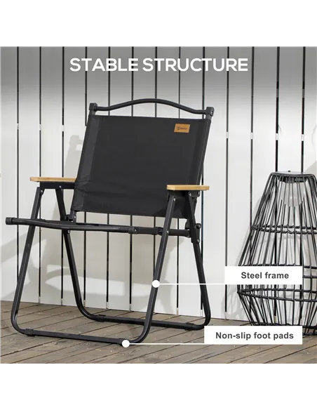 Outsunny Camping Chair for Adults, Lightweight Folding Chair, Portable Chair for Camping, Fishing, Beach and Outdoor Travel, Bla