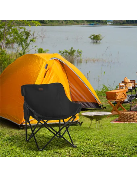 Outsunny Camping Chair, Lightweight Folding Chair with Carrying Bag and Storage Pocket, Perfect for Festivals, Fishing, Beach an