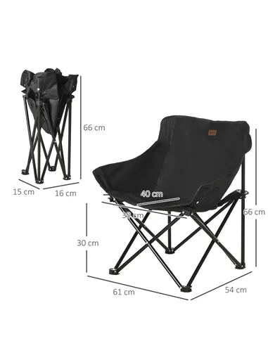 Outsunny Camping Chair, Lightweight Folding Chair with Carrying Bag and Storage Pocket, Perfect for Festivals, Fishing, Beach an