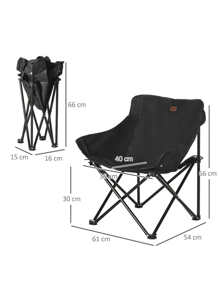 Outsunny Camping Chair, Lightweight Folding Chair with Carrying Bag and Storage Pocket, Perfect for Festivals, Fishing, Beach an