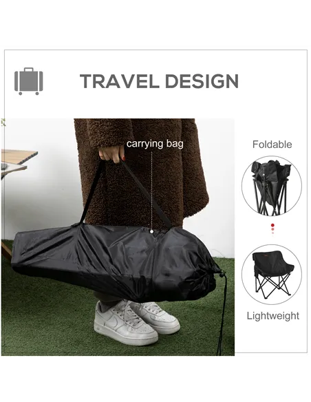 Outsunny Camping Chair, Lightweight Folding Chair with Carrying Bag and Storage Pocket, Perfect for Festivals, Fishing, Beach an