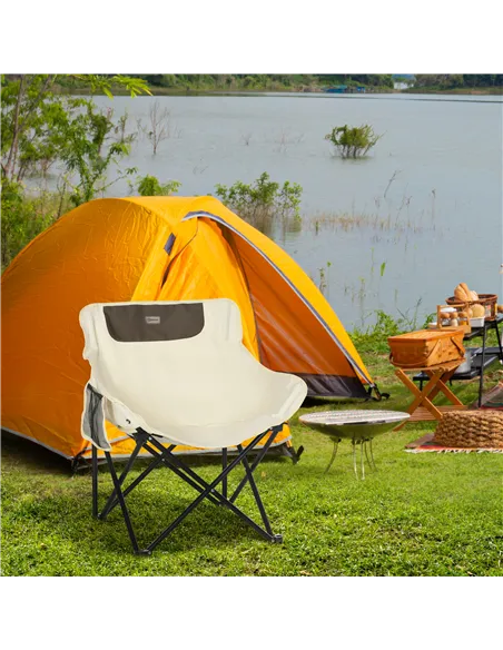Outsunny Camping Chair, Lightweight Folding Chair with Carrying Bag and Storage Pocket, Perfect for Festivals, Fishing, Beach an