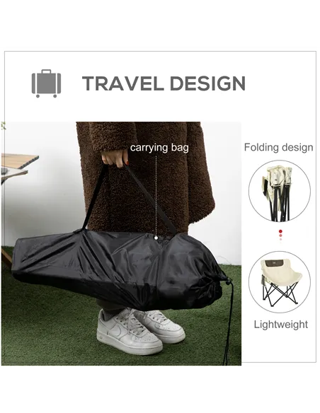 Outsunny Camping Chair, Lightweight Folding Chair with Carrying Bag and Storage Pocket, Perfect for Festivals, Fishing, Beach an