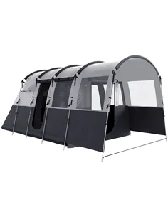 Outsunny 8-Person Camping Tent, Waterproof Family Tent, Tunnel Design, 4 Large Windows, Sleeping Cabins 3000mm Water Column Grey