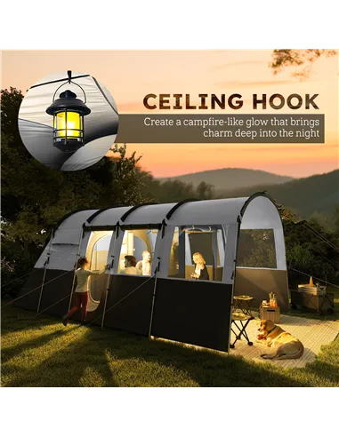 Outsunny 8-Person Camping Tent, Waterproof Family Tent, Tunnel Design, 4 Large Windows, Sleeping Cabins 3000mm Water Column Grey