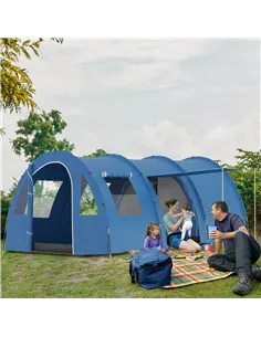 Outsunny 5-6 Man Camping Tent with 2 Room, Floor and Carry Bag - Blue 2
