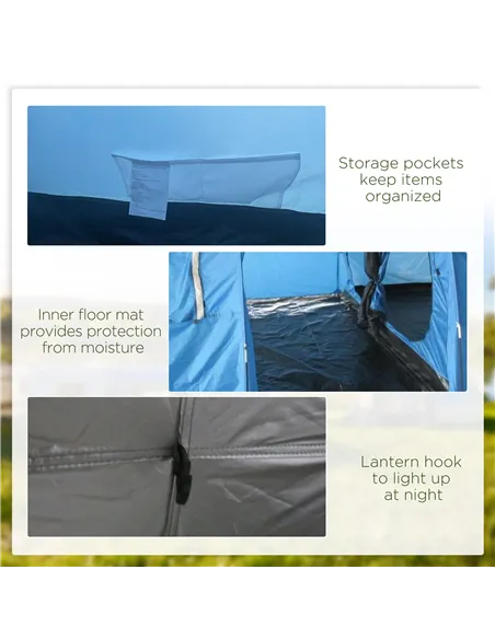 Outsunny 5-6 Man Camping Tent with 2 Room, Floor and Carry Bag - Blue