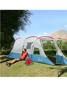 Outsunny 6-8 Person Tunnel Tent, Camping Tent with Bedroom, Living Room, Sewn-in Floor, 3 Doors and Carry Bag, 2000mm Water Colu 2