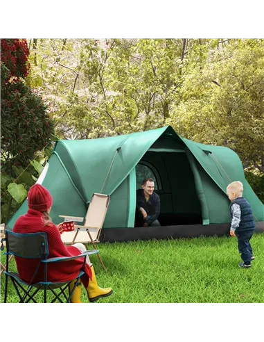 Outsunny 5-6 Man Dome Camping Tent - Dark Green