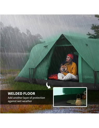 Outsunny 5-6 Man Dome Camping Tent - Dark Green