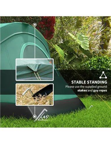 Outsunny 5-6 Man Dome Camping Tent - Dark Green