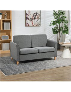 HOMCOM Compact Loveseat Sofa, Modern 2 Seater Sofa for Living Room with Wood Legs and Armrests, Grey 2