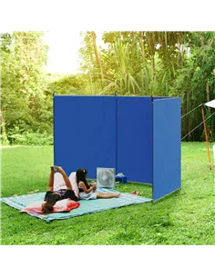 Outsunny Camping Windbreak, Foldable Portable Wind Blocker w/ Carry Bag and Steel Poles, Beach Sun Screen Shelter Privacy Wall,  2