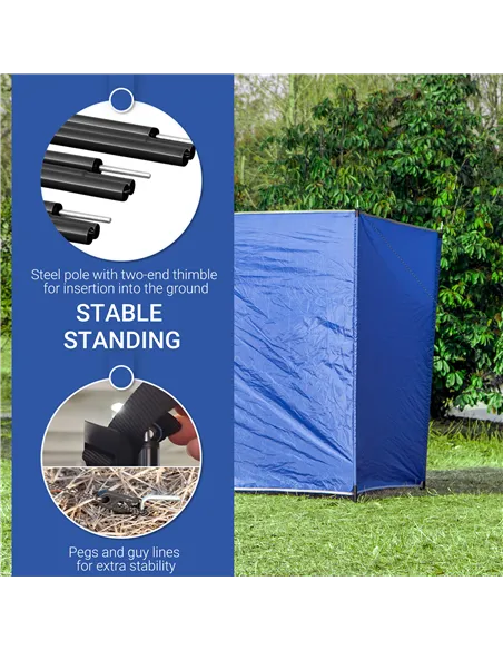Outsunny Camping Windbreak, Foldable Portable Wind Blocker w/ Carry Bag and Steel Poles, Beach Sun Screen Shelter Privacy Wall, 