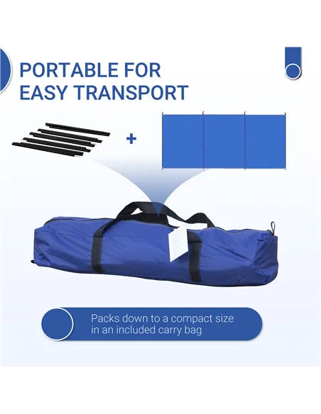 Outsunny Camping Windbreak, Foldable Portable Wind Blocker w/ Carry Bag and Steel Poles, Beach Sun Screen Shelter Privacy Wall, 