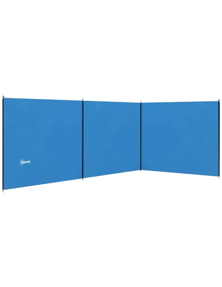 Outsunny 4 Pole Camping Windbreaks, Beach Wind Shield Shelter with Carry Bag and Steel Poles, Outdoor Caravan Privacy Shield, 54