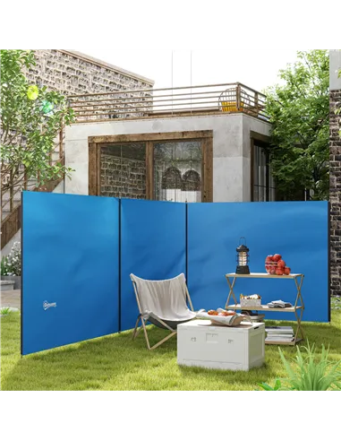 Outsunny 4 Pole Camping Windbreaks, Beach Wind Shield Shelter with Carry Bag and Steel Poles, Outdoor Caravan Privacy Shield, 54