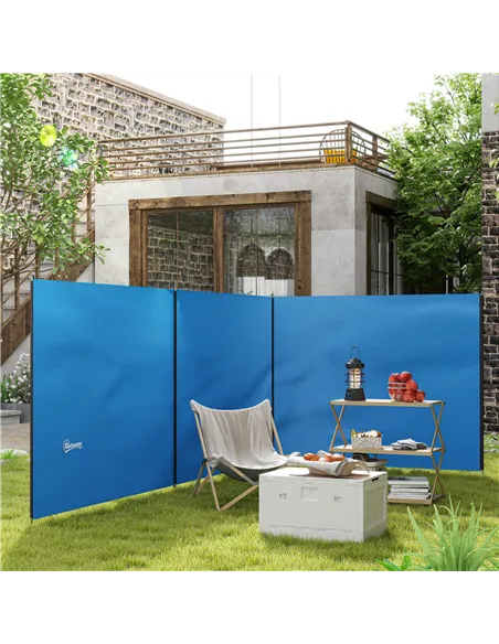 Outsunny 4 Pole Camping Windbreaks, Beach Wind Shield Shelter with Carry Bag and Steel Poles, Outdoor Caravan Privacy Shield, 54