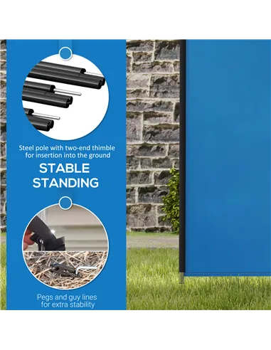 Outsunny 4 Pole Camping Windbreaks, Beach Wind Shield Shelter with Carry Bag and Steel Poles, Outdoor Caravan Privacy Shield, 54