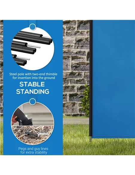 Outsunny 4 Pole Camping Windbreaks, Beach Wind Shield Shelter with Carry Bag and Steel Poles, Outdoor Caravan Privacy Shield, 54