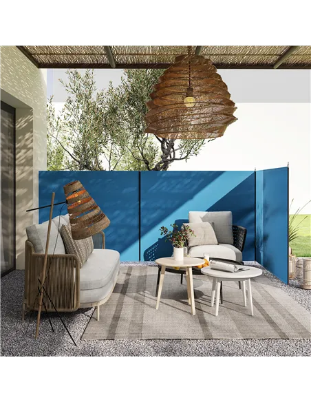 Outsunny 4 Pole Camping Windbreaks, Beach Wind Shield Shelter with Carry Bag and Steel Poles, Outdoor Caravan Privacy Shield, 54