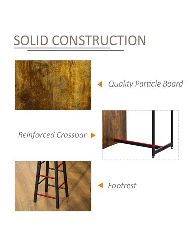 HOMCOM Industrial Bar Table Set for 2, 3 Pieces Pub Table and Bar Stools with Storage Shelf for Kitchen