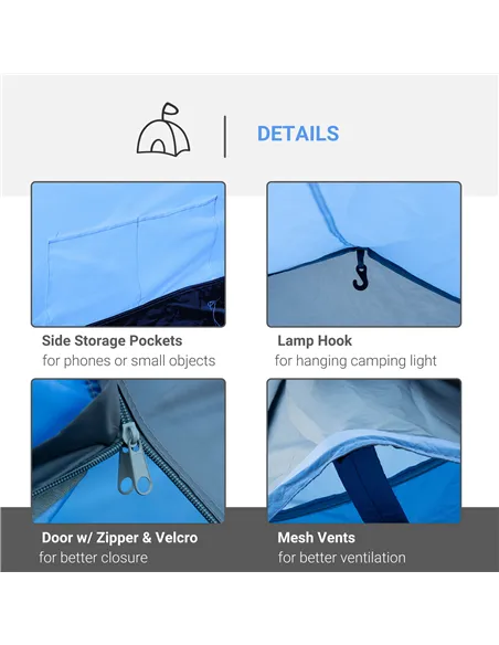 Outsunny 2 Room Tent with Vestibule, Weather-Resistant Camping Tent with Air Vents for Fishing Hiking, Sky Blue