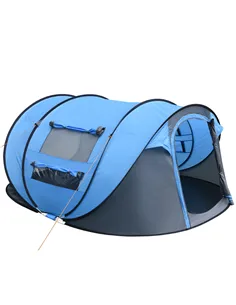 Outsunny 4 Person Pop-up Camping Tent Family Tent with Ground Sheet, 4 Windows and Portable Carry Bag for Beach Outdoor Trip, Sk