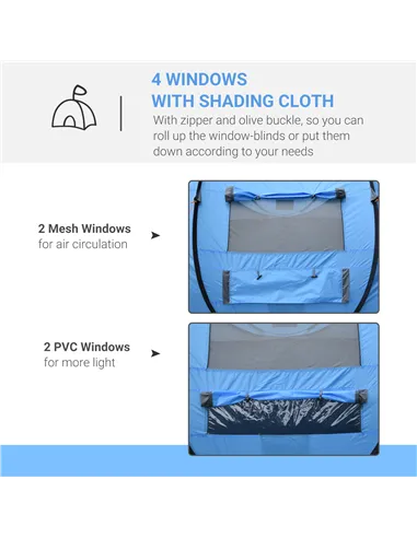 Outsunny 4 Person Pop-up Camping Tent Family Tent with Ground Sheet, 4 Windows and Portable Carry Bag for Beach Outdoor Trip, Sk