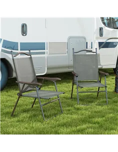 Outsunny Set of Two Folding Garden Chairs, with Fabric Mesh Seats - Dark Grey 2