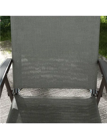 Outsunny Set of Two Folding Garden Chairs, with Fabric Mesh Seats - Dark Grey