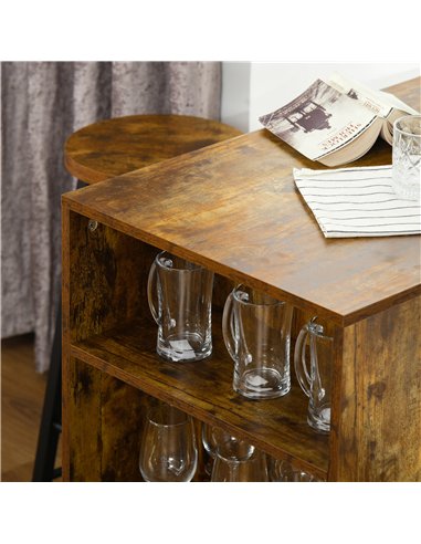 HOMCOM Industrial Bar Table Set for 2, 3 Pieces Pub Table and Bar Stools with Storage Shelf for Kitchen