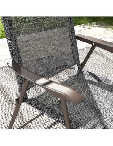 Outsunny Set of Two Folding Garden Chairs, with Fabric Mesh Seats - Grey