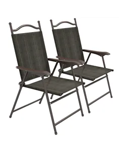 Outsunny Set of Two Folding Garden Chairs, with Fabric Mesh Seats - Dark Brown