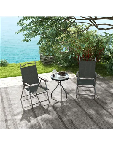 Outsunny Set of Two Folding Garden Chairs, with Fabric Mesh Seats - Dark Brown