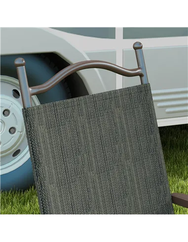 Outsunny Set of Two Folding Garden Chairs, with Fabric Mesh Seats - Dark Brown