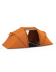 Outsunny 4-6 Man Camping Tent with Living Area and 2 Bedrooms, Hiking Sun Shelter, UV Protection Tunnel Tent, Orange