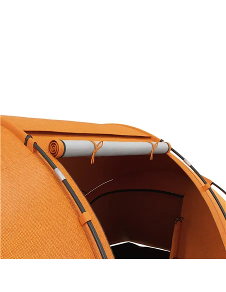 Outsunny 4-6 Man Camping Tent with Living Area and 2 Bedrooms, Hiking Sun Shelter, UV Protection Tunnel Tent, Orange