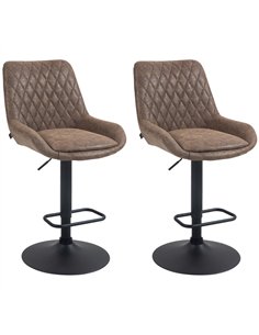 HOMCOM Set of Two Faux Leather Retro Bar Stools - Brown